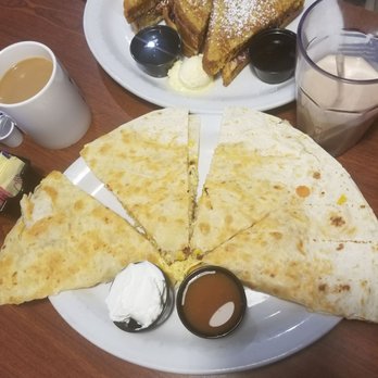 Corky's Kitchen & Bakery - Breakfast quesadilla and stuffed french toast. Best chocolate milk! - Breakfast & Brunch Near Me - Perris, California