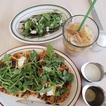 La Copine - Grilled flatbread, blackened string beans, iced coffee - New American Near Me - Yucca Valley, California
