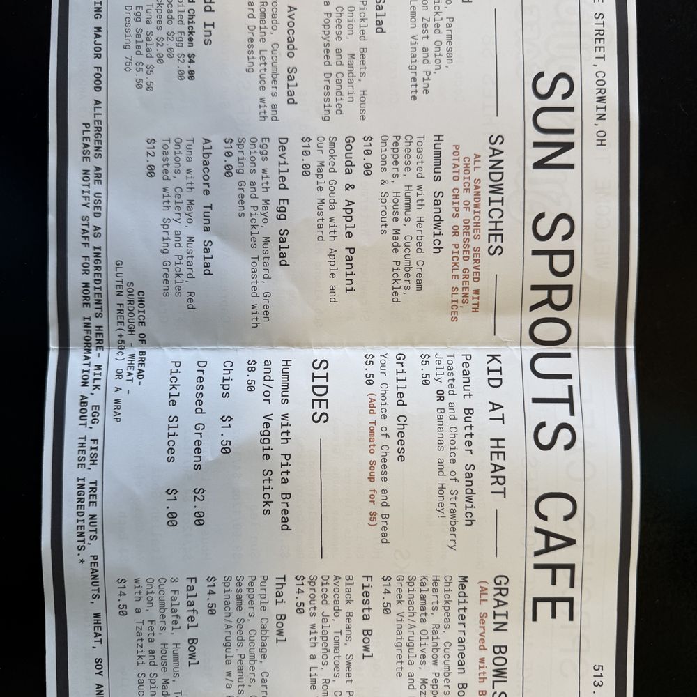 Sun Sprouts Cafe - Menu 5 21 2026 - Juice Bars & Smoothies Near Me - Waynesville, Ohio Sun Sprouts Cafe - Menu 5 21 2026 - Juice Bars & Smoothies Near Me - Waynesville, Ohio
