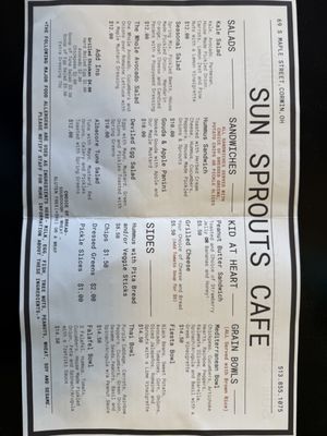 Menu photo 2 Sun Sprouts Cafe Waynesville, OH Menu photo 2 Sun Sprouts Cafe Waynesville, OH