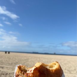 Warm ham and cheese croissant by the beach Warm ham and cheese croissant by the beach