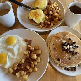Eggs Your Way and classic eggs Benedict. Eggs Your Way and classic eggs Benedict.