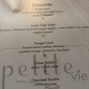 Petite Vie - Dessert Menu - Cafes Near Me - Western Springs, Illinois Petite Vie - Dessert Menu - Cafes Near Me - Western Springs, Illinois