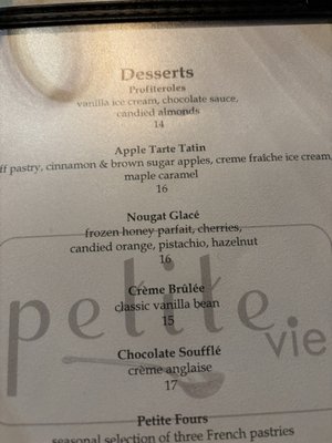 Menu photo 1 Petite Vie Western Springs, IL Menu photo 1 Petite Vie Western Springs, IL