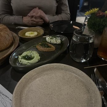 Esther's Kitchen - Sourdough bread with Basil Ricotta, Burrata, Cannellini Beans and butter. Our order of favorites: butter, ricotta, Burrata, and then beans. - Italian Near Me - Las Vegas, Nevada