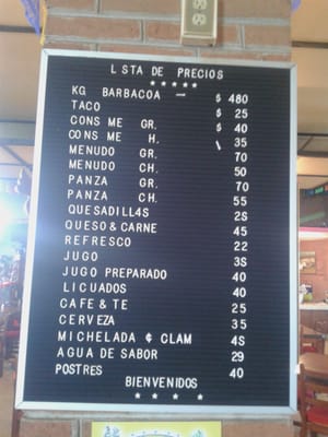 Menu photo 1 El Carnalito San Cayetano Morelos, MEX