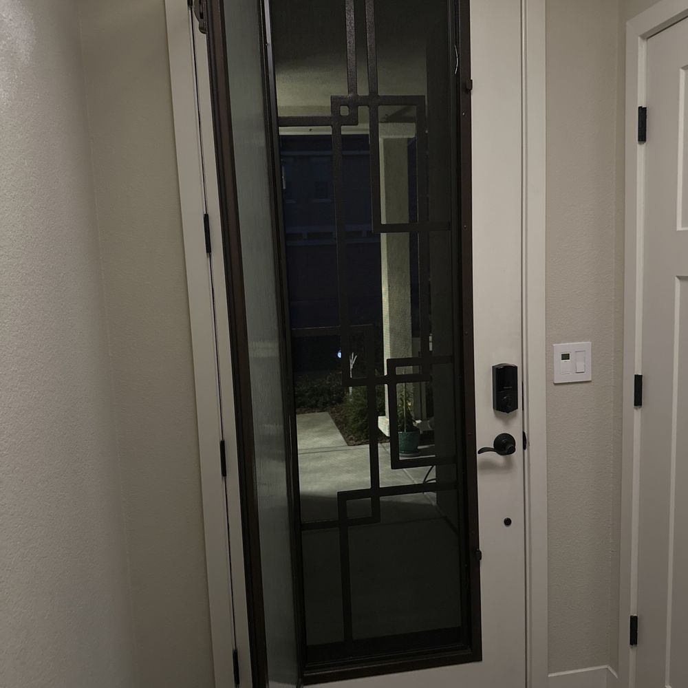 Door opened for evening breeze.