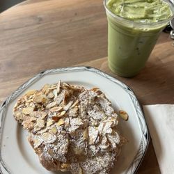 Good Coffee - Richmond - Almond croissant and lavender iced matcha