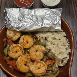 Fajita shrimp..wow what a tasty dish served with Mexican rice