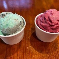 Scoop To My Lou - Pistachio Cherry on left. Raspberry Dough Whip on right