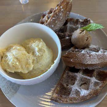 Easy Like Sunday - Sweet potato waffle with cheesy grits - Southern Near Me - Greensboro, North Carolina