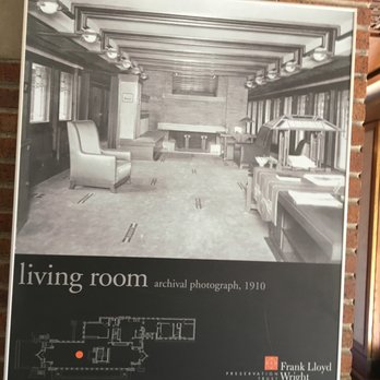 Frederick C Robie House - Original Picture of the Living Room - Landmarks & Historical Buildings Near Me - Chicago, Illinois