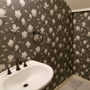 Jerry's Paint and Wall Covering - Powder room with floral wallpaper - Painters Near Me