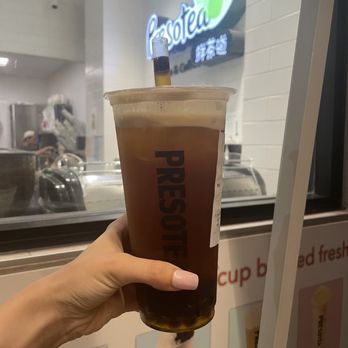 Presotea Irvine - Lychee Black Tea black pearls with mango added - Bubble Tea Near Me - Irvine, California Presotea Irvine - Lychee Black Tea black pearls with mango added - Bubble Tea Near Me - Irvine, California
