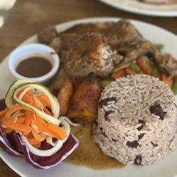 Chef Vernon's Table - Jerk chicken with rice and peas and veggies