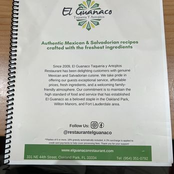 El Guanaco - menu - Mexican Near Me - Oakland Park, Florida