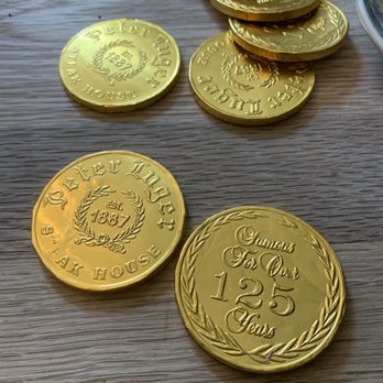 Peter Luger - Chocolate coins - Steakhouses Near Me - Brooklyn, New York Peter Luger - Chocolate coins - Steakhouses Near Me - Brooklyn, New York