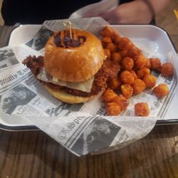 Homefield - Chicken sandwich and sweet potato tots
