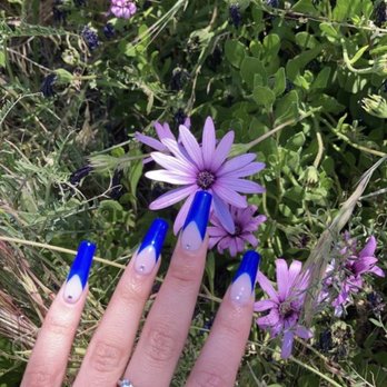 Pristine Nails & Spa - GelX with Blue French Nails - Nail Salons Near Me - Glendale, California Pristine Nails & Spa - GelX with Blue French Nails - Nail Salons Near Me - Glendale, California