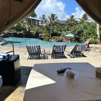 Koloa Landing Resort - View from inside cabana which sheltered us from the 5-7 minute rain showers! Reasonably priced with mini fridge, ceiling fan, and tv! :) - Resorts Near Me - Koloa, Hawaii Koloa Landing Resort - View from inside cabana which sheltered us from the 5-7 minute rain showers! Reasonably priced with mini fridge, ceiling fan, and tv! :) - Resorts Near Me - Koloa, Hawaii