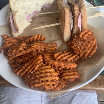 Margaritaville - Myrtle Beach - Beach Club Sandwich with Sweet Potato Waffle Fries - American Near Me - Myrtle Beach, South Carolina
