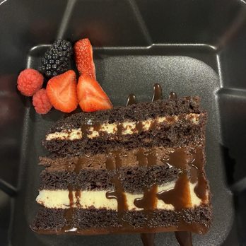 Dario's Steakhouse & Seafood - SL Tuxedo Chocolate Cake - New American Near Me - Cypress, Texas