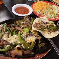 La Jefa Mexicana - Steak fajitas and chicken soup.