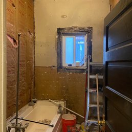 The bathroom and his finished work that he did not compete or do correct The bathroom and his finished work that he did not compete or do correct