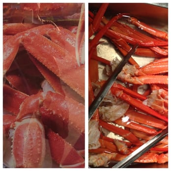 Grand Buffet - poster on the front door versus what you actually get on the buffet, pencil thin crab legs! - Buffets Near Me - Modesto, California Grand Buffet - poster on the front door versus what you actually get on the buffet, pencil thin crab legs! - Buffets Near Me - Modesto, California