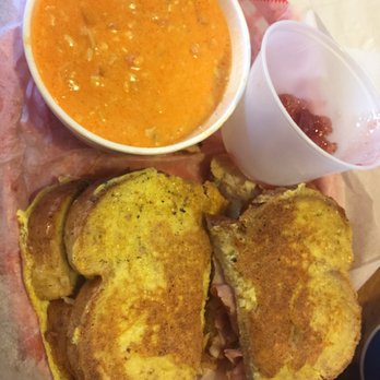 Village Corner Deli - Monte Cristo with strawberry jelly and a side of Buffalo chicken wing soup - Delis Near Me - Davenport, Iowa Village Corner Deli - Monte Cristo with strawberry jelly and a side of Buffalo chicken wing soup - Delis Near Me - Davenport, Iowa