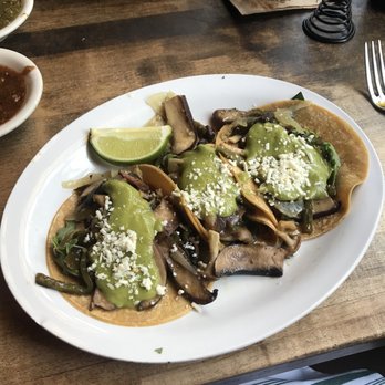 Cha Cha's Latin Kitchen - Wild Mushroom Tacos for Taco Tuesday! Comes with a side of beans and rice. - Bars Near Me - Brea, California Cha Cha's Latin Kitchen - Wild Mushroom Tacos for Taco Tuesday! Comes with a side of beans and rice. - Bars Near Me - Brea, California