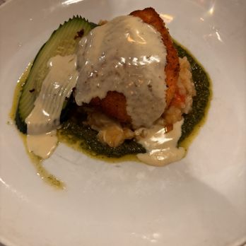 Bistro North - Pine nut crusted salmon with caprese rice. Warmed Cucumber dude was on point - New American Near Me - Dillon, Colorado