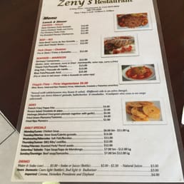 The menu at Zenys The menu at Zenys