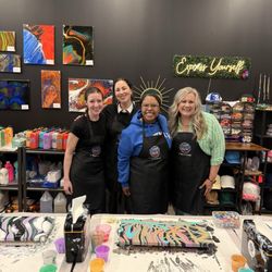 Hawaii Fluid Art - My friends and I after we worked on our pieces.