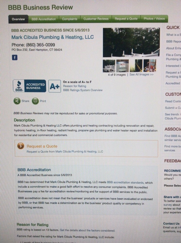 Slide of Mark Cibula Plumbing & Heating