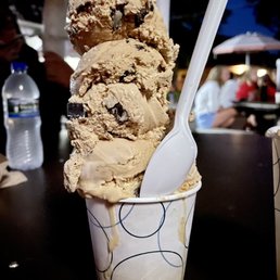the smallest size available - the child size (Java chunk on top and caramel collision on bottom)
