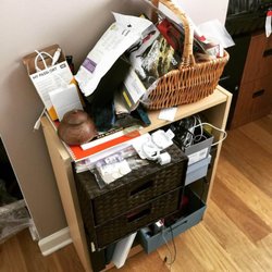 Organize with Dana - Shelf that was used as a drop zone- before