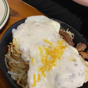 Flapjack's Pancake Cabin - Bacon, eggs,biscuit gravy, cheese and hash browns - Breakfast & Brunch Near Me - Pigeon Forge, Tennessee
