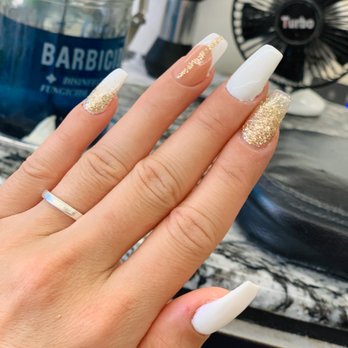 Elegance Nails - Acrylic Nails with Gel Coffin Design - Nail Salons Near Me - Northridge, California