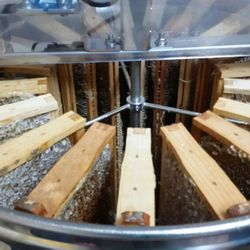 BZ Honey - We extract honey on-site with our 18-frame extractor.