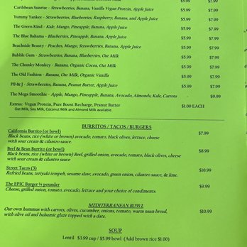 The Beach Berry - Menu - Vegan Near Me - Ormond Beach, Florida