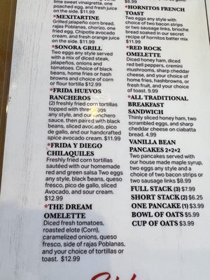 Menu photo 8 Frida's Cafe Tucson, AZ