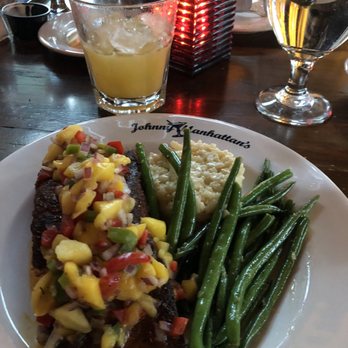 Johnny Manhattan's - Salmon with mango salsa - Steakhouses Near Me - Hubertus, Wisconsin Johnny Manhattan's - Salmon with mango salsa - Steakhouses Near Me - Hubertus, Wisconsin