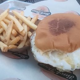 Classic  cheeseburger with an egg.