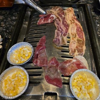 K-Town Korean BBQ - Cheese and corn, LA Galbi, beef tongue - Korean Near Me - Portland, Oregon