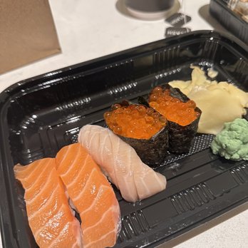 Umi Sake House - Salmon nigiri. White king salmon nigiri. Ikura. - Sushi Bars Near Me - Seattle, Washington Umi Sake House - Salmon nigiri. White king salmon nigiri. Ikura. - Sushi Bars Near Me - Seattle, Washington