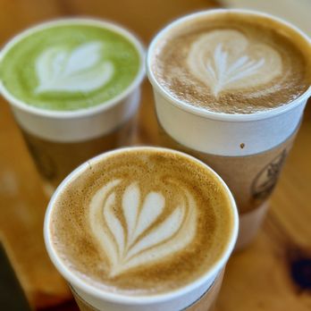 Ground Up Coffee - Mocha oat milk latte. Vanilla oat milk latte. The Roger! Soooooo goooooood! - Coffee & Tea Near Me - Montebello, California