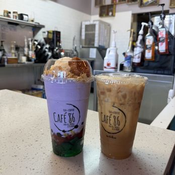 Cafe 86 - halo halo and cookie butter latte with an extra shot of espresso - Desserts Near Me - Chandler, Arizona