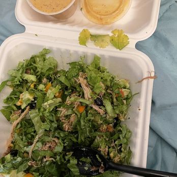 Seize The Bagel - Pulled pork salad with mostly lettuce and old cilantro pieces. - Coffee & Tea Near Me - Vancouver, Washington Seize The Bagel - Pulled pork salad with mostly lettuce and old cilantro pieces. - Coffee & Tea Near Me - Vancouver, Washington