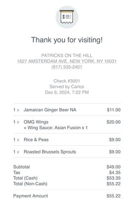 Menu photo 2 Patrick's On The Hill New York, NY
